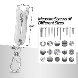 Portable Precise Thread Size Checker Keychain, Bolt Head Size Finder, Bolt and Nut Identifier Gauge, Tool Thread Size Checker, Quick Hand Measuring Tool, Bolt Size Finder Keychain