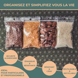 Packy - 300 Zippered Bags - Clear Plastic Bags - Zippered Freezer Bags - Resealable Bags - Small and Large - 4 x 6 cm - 6 x 8 cm - 8 x 12 cm