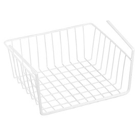 MSV Metal Hanging Basket - 30 x 25.5 x 14 cm - White - Storage Basket for Kitchen Cabinets Wardrobes Shelves Under-Unit Shelf
