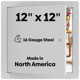 Best BA-AHD 12" x 12" Metal Access Panel with Concealed Pin Hinge, LEED Compliant 16-Gauge Steel Access Door for Non-Rated Drywall/Ceilings, White Drywall Panel with Rounded Corners, Screwdriver Latch