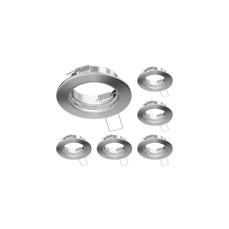 ledscom.de 6 pcs. recessed Ceiling Frame Fere, Round, matt Chrome