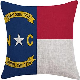 Flag of North Carolina State Throw Pillow Covers 18x18 Inch Pillowcases Removable Double Side North Carolina State Decor Color:Flag of North Carolina State