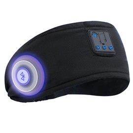 GNEGNI LIFE 6-in-1 Bluetooth Sleep Headphones Headband - Wireless Soft Music Headband,Sweatproof Gym Headband, with Earphones&Mic for Sleeping, Gym, Yoga & Travel (Lycra Black)