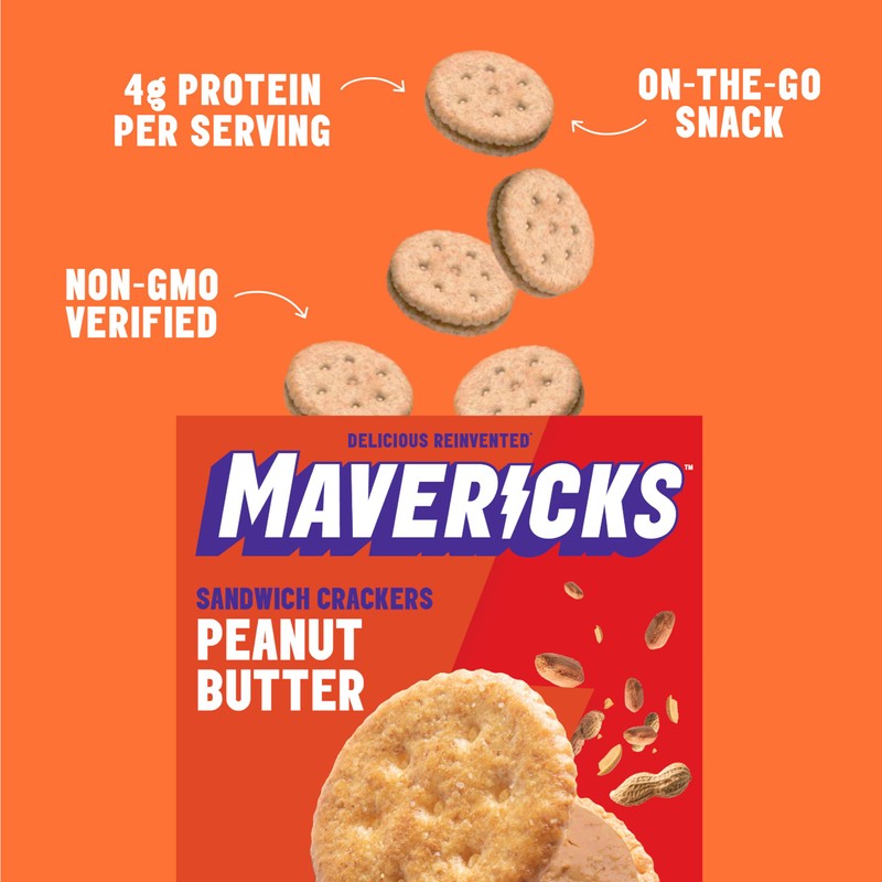 Mavericks Sandwich Crackers Peanut Butter - Peanut Butter Crackers, Snack
