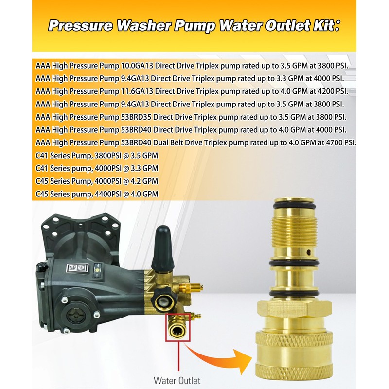 7110331 High Pressure Cleaning Pump Replacement Water Outlet Kit Compatible