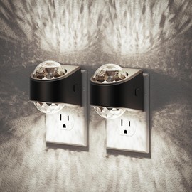 JandCase Night Lights Plug into Wall, 2 Pack Star Projector Night Light with 5000K Daily White, Automatic Galaxy Nightlight Plug in with Light Sensor for Bathroom Hallway Room Decor