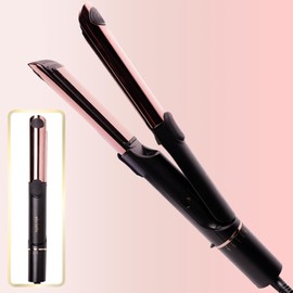 ELLA BELLA® Hair Straightener and Air Curler 2 in 1 • Titanium Flat Iron Curling Iron in One • Cooling Air Vents to Effortlessly Lock in Style • Multiple Looks, Professional Salon Results