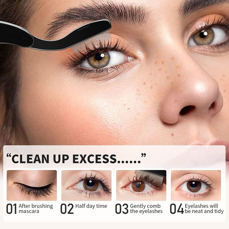 Docolor Foldable Eyelash Comb Stainless Steel Teeth Eyebrow Brush Steel