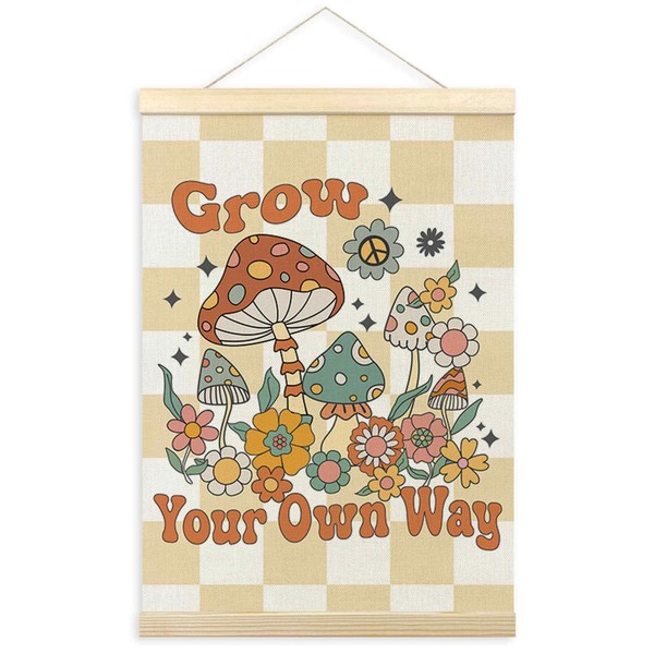 TLESKE Retro Mental Health Mushroom Poster Hanger Frame, Motivational Inspirational