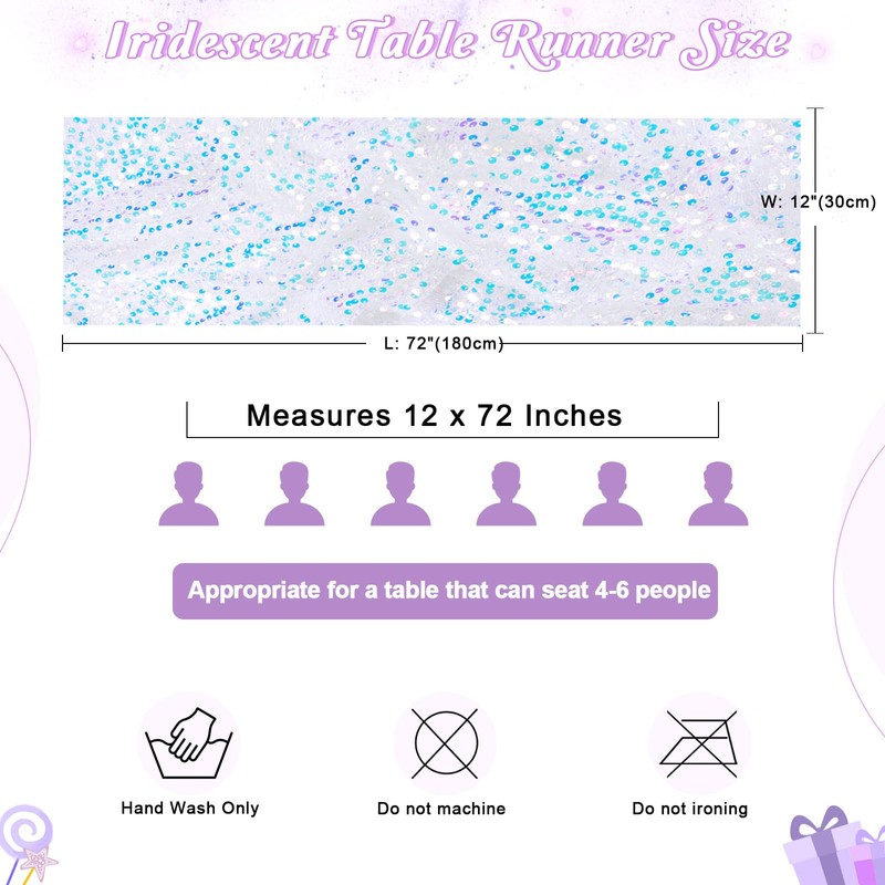 MoKoHouse White Table Runner for Mermaid Party Decoration - 4