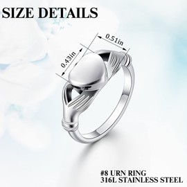Heart Urn Rings for Ashes Stainless Steel Ash Ring Memorial Jewelry Funeral Keepsake Ash Holder