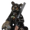Western Rustic Hunter Black Bear Holding Shotgun And Mallard Duck