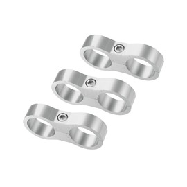 VekAuto 3pcs Aluminum Alloy AN12 Car Hose Separator Clamp Fuel Line Connector for Oil Fuel Hose Silver Tone Auto Accessories