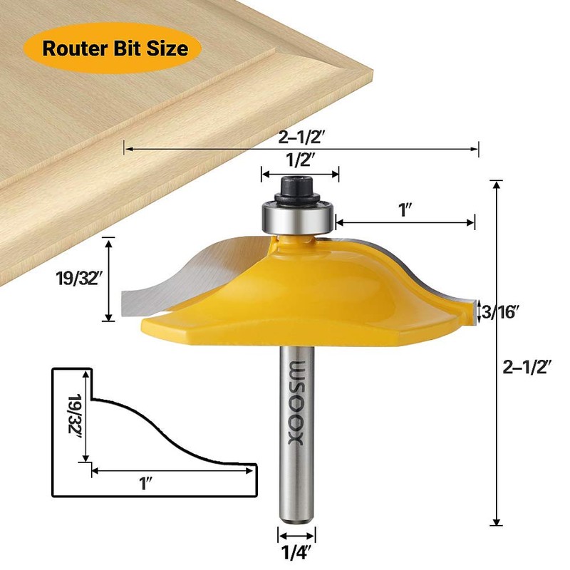 WSOOX 3 PCS Router Bit Set, Raised Panel Cabinet Door