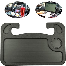 LoyaGour Steering Wheel Tray,Car Table Food Trays for Eating,Laptop Mount,Cars Desk for Driver,Fit Most Auto Vehicle Steering Wheels (Black, Medium)
