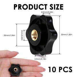 M6 Clamping Nuts 10 Pcs, M6 Female Knob Screws Star Knob Black Plastic Clamp Nut Suitable for Machinery Equipment Industrial Equipment, Machine Tools, Furniture, Fitness Equipment-32mm