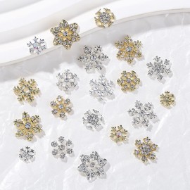 30pcs 3D Metal Bow Nail Charms for Acrylic Nails Alloy Nail Bows Gold Silver Gray Bow Knot Nail Art Charms Cute Bow Charms (Snowflake)…