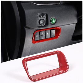 HIRUFAIT Fog Head Light Adjust Switch Button Frame Trim for Honda Pilot 2016-2022/ Ridgeline 2017-2023/ Passport 2019-2023 Interior Decorative Protector Accessories ABS Material (Sports Red)