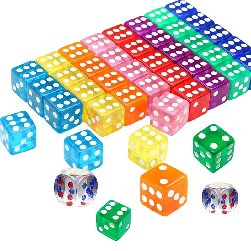 SULIUDAJI Set of 20 colourful dice 6-sided, 16 mm