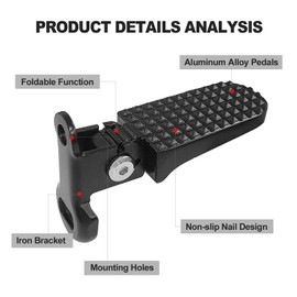 Aresvns 1 Pair Foot Pegs, 11x4cm Aluminium Alloy Anti-Skid Folding Foot Rest Stunt Pegs Rear Feet Pedals for Mountain Bike E-Bike Motorcycle (Black)