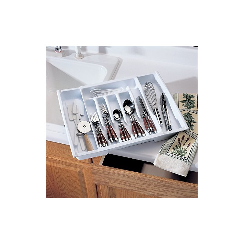 Rubbermaid Adjustable Cutlery Tray, White