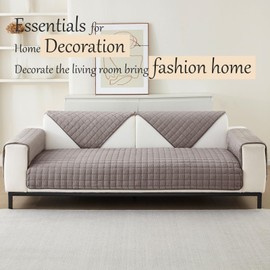 Flannel Sofa Cover, 1/2/3/4-Seater Sofa Covers, Couch Cover, L-Shape Corner Sofa, Couch Throw Blanket, Sofa Throws, Non-Slip Sofa Cover (Brown, 70 x 90 cm, Sold separately)