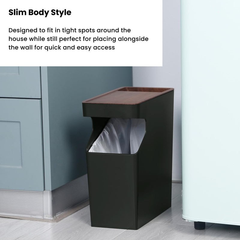 Home Zone Living 2-Pack 2-Gallon Small Trash Can, Slim Rectangular