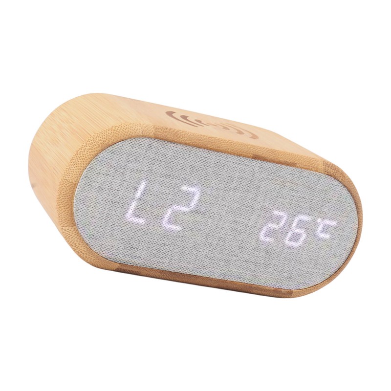 Wooden Alarm Clock USB Wireless Charging Wood LED Digital Display