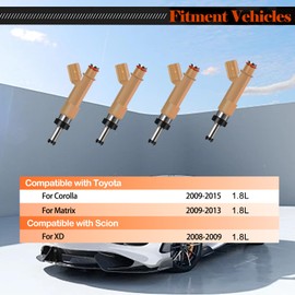 STZJAYE Fuel Injectors 23250-0T020 Set of 4 Compatible with Toyota Corolla 2009 2010 2011 2012 2013 2014 2015,for Matrix 2009-2013,for Scion xD 2008 2009 1.8L Replace 23209-09140