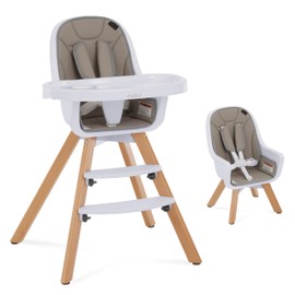 Evolur Zoodle 2 in 1 Convertible Baby High Chair in Light Gray