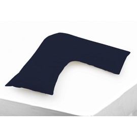 Belledorm Blue V shaped pillow case cover with poppers - 200 thread count percale - pregnancy maternity orthopaedic support nursing (Navy)