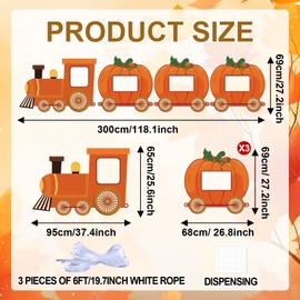 Fall Pumpkin Train Shaped Photo Prop Selfie Frame Large Pumpkin Patch Photography Background Backdrop Banner Pumpkins Patch Theme Face Photo Booth Prop for Autumn Harvest Thanksgiving Party Decoration