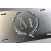 Silver Monogram Crest Car Tag Diamond Etched Engraved .040 Aluminum
