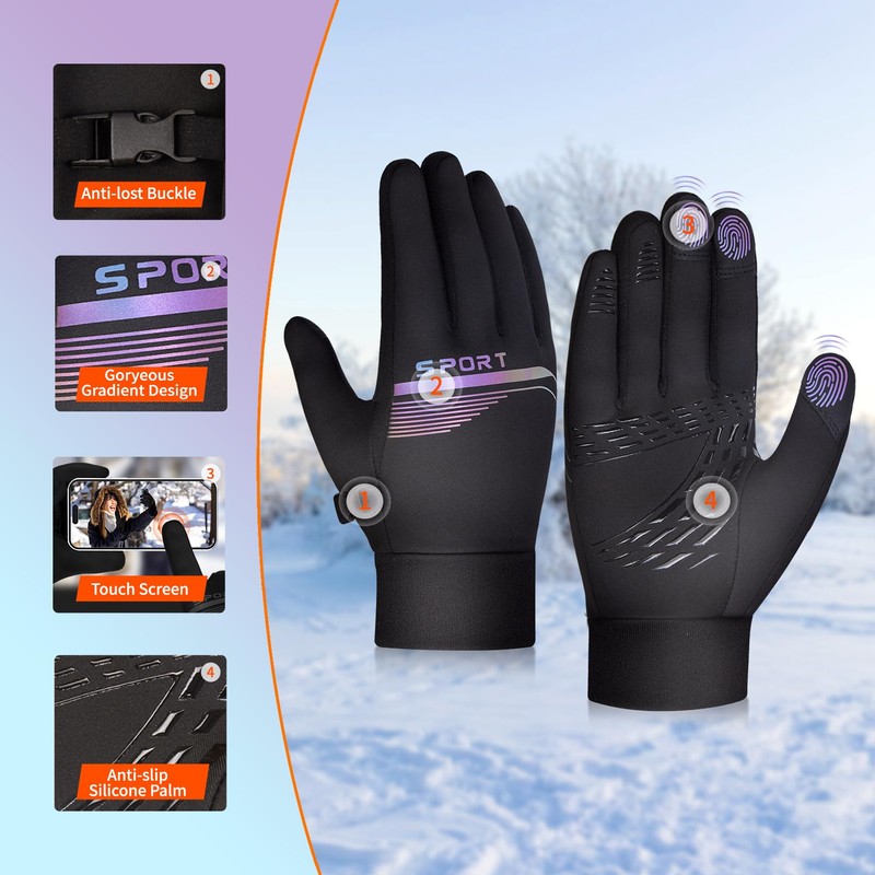 Warm Winter Gloves Thermal Sports Gloves Windproof Touchscreen Running Gloves