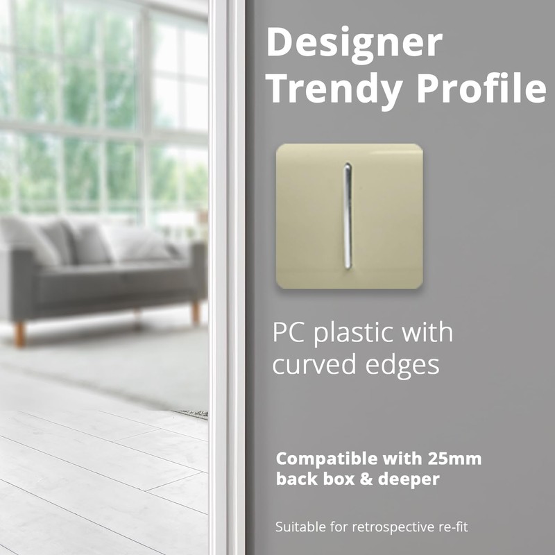 Trendi Modern 1 Gang 1 or 2 way Screwless Rocker
