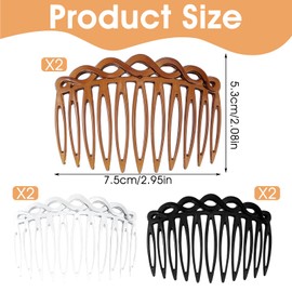 Mabor 6 Pcs French Hair Side Combs For Women, Hair Comb Accessories Twist Decorative Comb 3 Colors for Multiple Hairstyles Girls Women