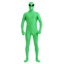 DH Men's and Women's Stretchy Full Body Alien Costumes Bodysuits (Fluorescent Green Alien, Small)