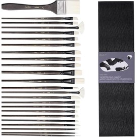 ARTIFY - Juego de Pinceles de Pintura Acrílica, 24 Piezas de Mango Largo de Nailón Duro, Pinceles para Pintura al Óleo, Acrílico, Acuarela,Gouache Ideal para Artistas y Pricipantes