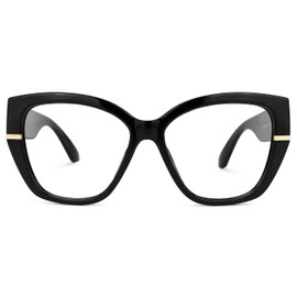 VOOGLAM Black Oversized Blue Light Blocking Glasses, Cat Eye Fashion Glasses Frame for Women Anti Eyestrain & UV