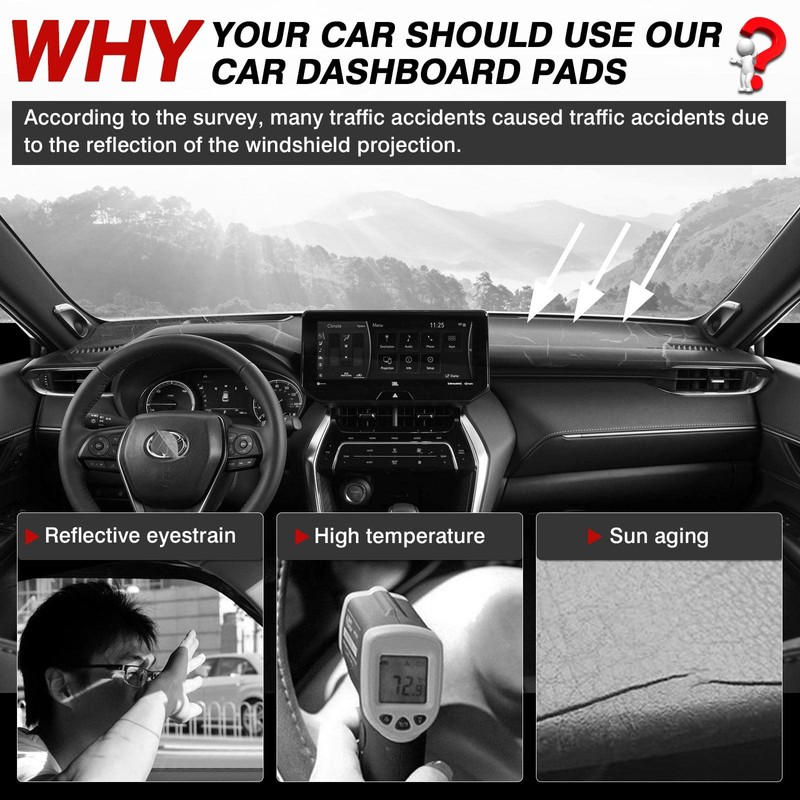 Autorder Dashboard Cover Mat for 2021 2022 2023 2024 Toyota