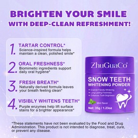 Aufhellendes Zahnpulver 35g - Tiefenreinigung & Zahnaufhellung mit PAP+/Hydroxyapatit, Teeth Whitening Powder – Peroxidfreies Bleaching für empfindliche Zähne, Entfernt Kaffee/Tee/Raucher-Flecken