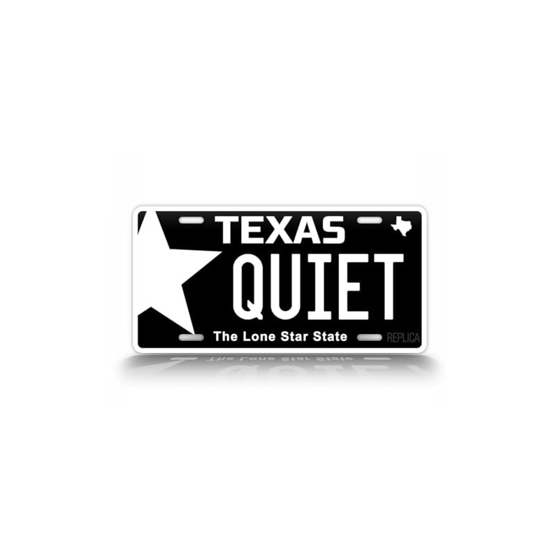 Texas Quiet Blackout License Plate Replica #QPTW Auto Tag Black
