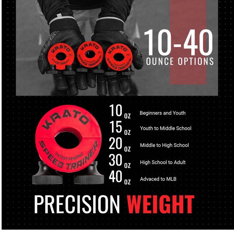 KRATO BAT WEIGHTS - Baseball & Softball Batting Training Aid,