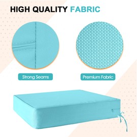 EAGLE PEAK Outdoor Deep Seat Patio Seat Cushion Set, 25 x 25 x 5 inch, 2-Piece Back Chair Cushion, Set of 1, Light Blue