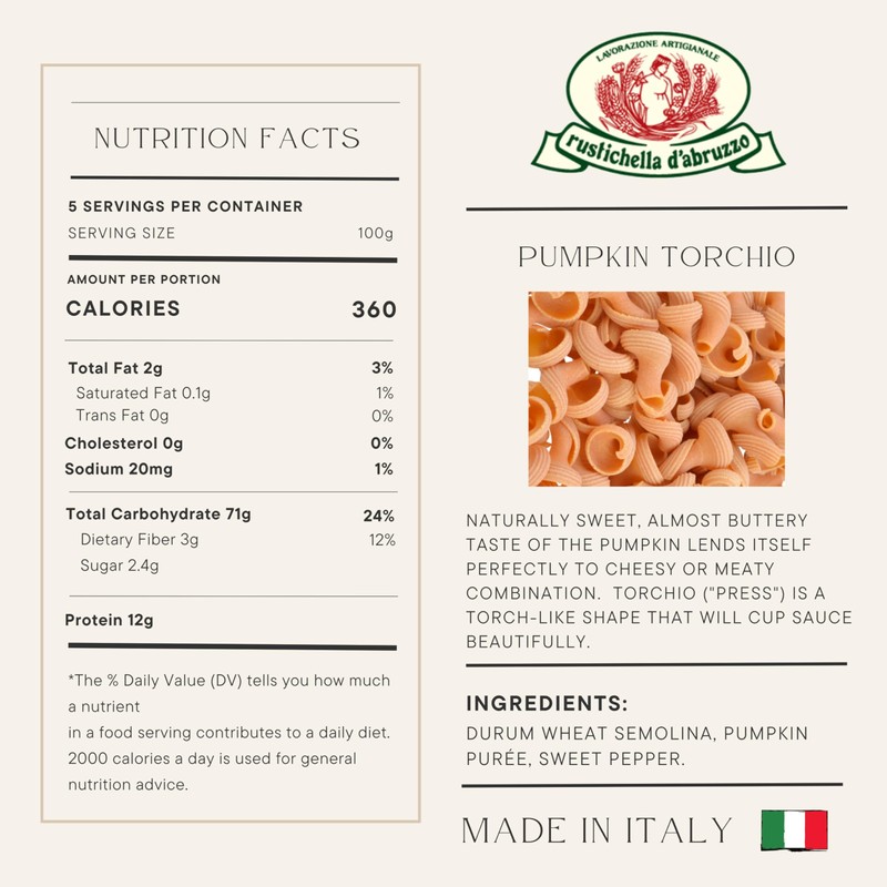 Rustichella D' Abruzzo Zucca Di Fior Pumpkin Torchio Pasta 500