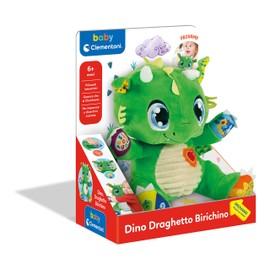 Clementoni 17392 Dragon Interactive Plush-Educational Soft Toy Sounds & Lights (6 Months), Single, Green, 3