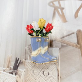 Cykdohy Pink Boot Tulip Flowers Brooch Enamel Pin for Women Girls Vintage Elegant Bouquet Botanical Floral Crystal Brooches Lapel Pins Gardening Florist Horticulturist Wedding Party Jewelry (Blue)