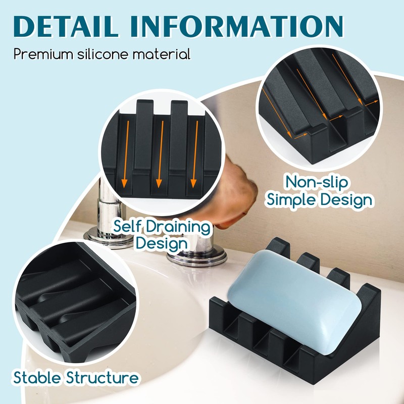 Silicone Soap Dish for Bar Soap Holder for Shower Bathroom