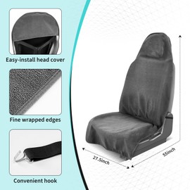 Movetility 2 Pack Car Seat Towel,Waterproof Car Seat Towel Cover After Gym,Non-Slip Sweat Towel Seat Covers for Cars(Grey,2-Pcs)
