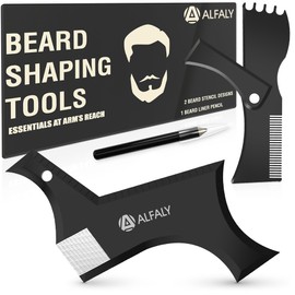 Alfaly Beard Shaper Kit - Premium Lineup and Guide Tool for Precise Beard Shaping & Styling - With Beard Pencil